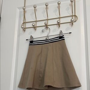 Tan Skirt with Striped Waistband